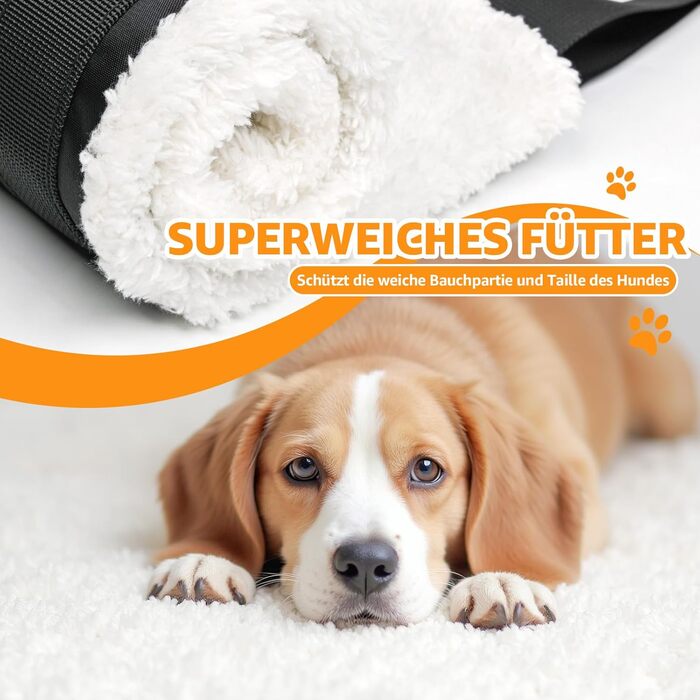 Регульована переноска для собак, підтримуюча перетяжка для реабілітації, поранених, травмованих або літніх собак - шлейка для собак як допоміжний засіб для ходьби для малих та великих собак (Білий, M)