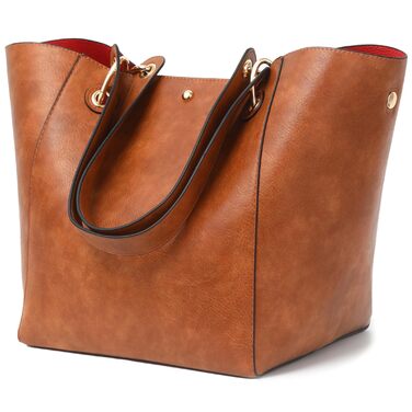 Жіноча шкіряна сумка-шопер велика (Amber Braun) для навчання, роботи та міста