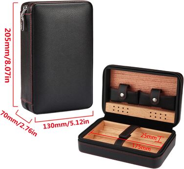 Ручний виготовлений Humidor для сигар, переносна шкіряна сигарниця з кедру, набір для сигар для подорожей та коротких поїздок, сигарниця з кедра на 4 сигари, аксесуари для сигар