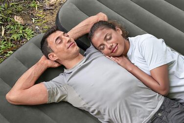 Надувний матрац Bestway TriTech Connect and Rest 3-в-1 | Міцний матеріал | Регульовані пряжки | 2 матраци в комплекті | Сірий колір | 188 x 99 x 25 см