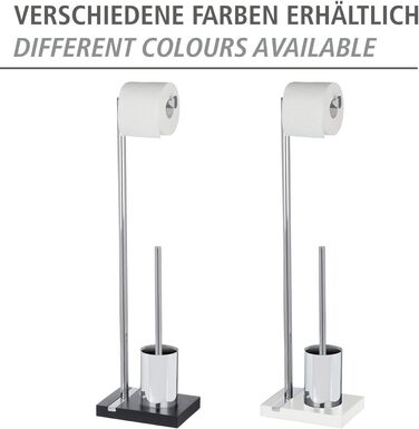 Набір для туалету WENKO Noble Elegante: тримач для щітки та туалетного паперу, полірезин, чорний, 20 x 74 x 15 см, хром/чорний