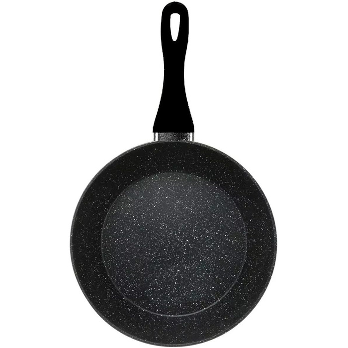 Набір сковорідок, чорний колір, з ефектом граніту - 3 шт. (28 см + 24 см + 20 см), антипригарне покриття, для індукційних, газових та склокерамічних плит