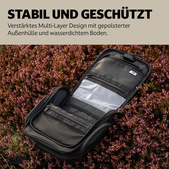 Чоловіча косметичка Tony Kulturbeutel Capo Libre® з 11 відділеннями, преміум-якість, водонепроникна, чорна (M)