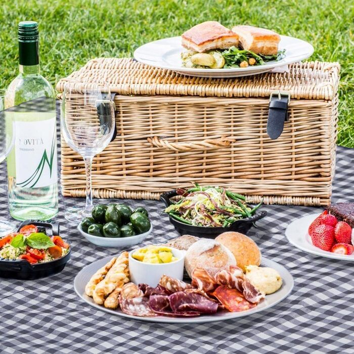 Килимок для пікніка Hozelin, водовідштовхуючий, складний, великий, пісконепроникний, 152.4 x 203.2 см (блакитний/білий)