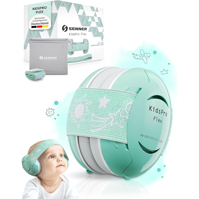 Senner® KidsPro Flex: навушники шумозахисту для дітей та немовлят, преміум-якість, блакитний колір