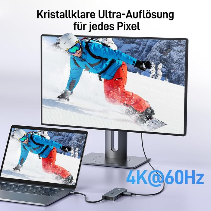 Док-станція Acer USB-C 9-в-1: Dual HDMI 4K@60Hz, 3xUSB-A, USB-C 5Gbps, 100W PD, SD/TF, для Dell, Chromebook, MacBook, Surface