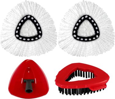 YZJAJZY Replacement Mop Heads for O-Cedar EasyWring 1 Tank Spin Mop System, Microfiber Replacement Mop Head with 2 Microfiber Mop Head Refills, 1 Scrub Brush, and 1 Mop Base Set Combo