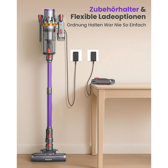 Бездротовий акумуляторний пилосос MAUOKE 45000Pa з LED-дисплеєм та V-подібною насадкою, 6-в-1 для дому, килимів, твердих поверхонь та видалення шерсті тварин