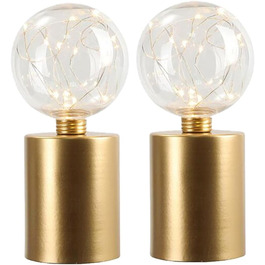 Настільна лампа JHY DESIGN, 2 шт., металева, бездротова, на батарейках, 20 см, декоративна, сферична, для спальні, вечірок, саду, дому, вітальні (Золотий)