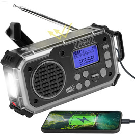 Портативне радіо Duronic SDAB1 на сонячній енергії з ручкою, DAB FM, LED-ліхтар, Powerbank 2000mAh, Bluetooth Speaker