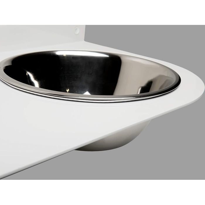 Настінна годівниця для собак Schmeck.bar: стабільна, з мисками, для маленьких та середніх собак (600x228x306 мм, 2 миски, білий матовий)