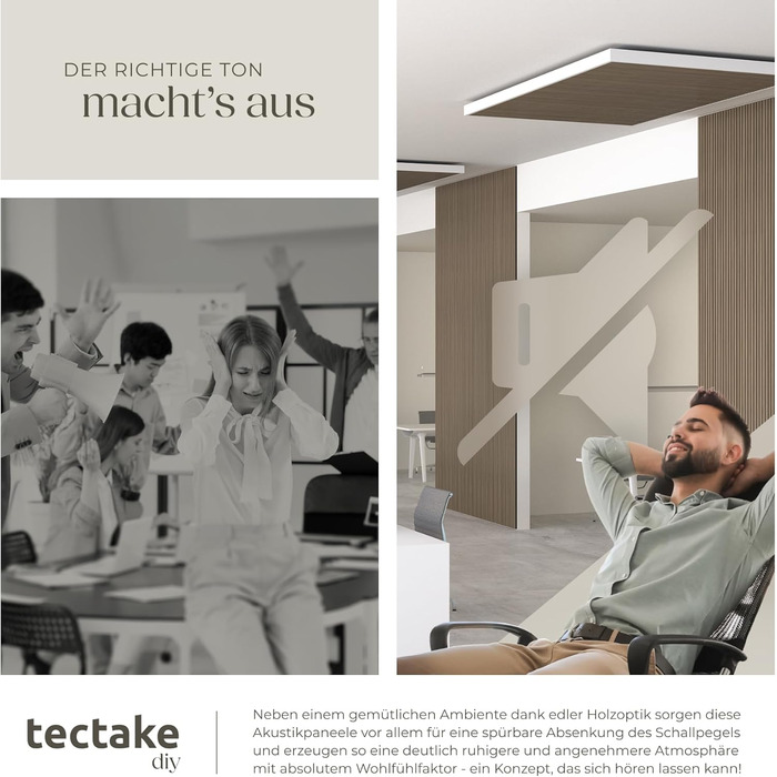 Акустичні 3D-панелі tectake для стін 120 x 60 x 2,1 см, шумопоглищаючі панелі під темний дуб, набір 2 шт.