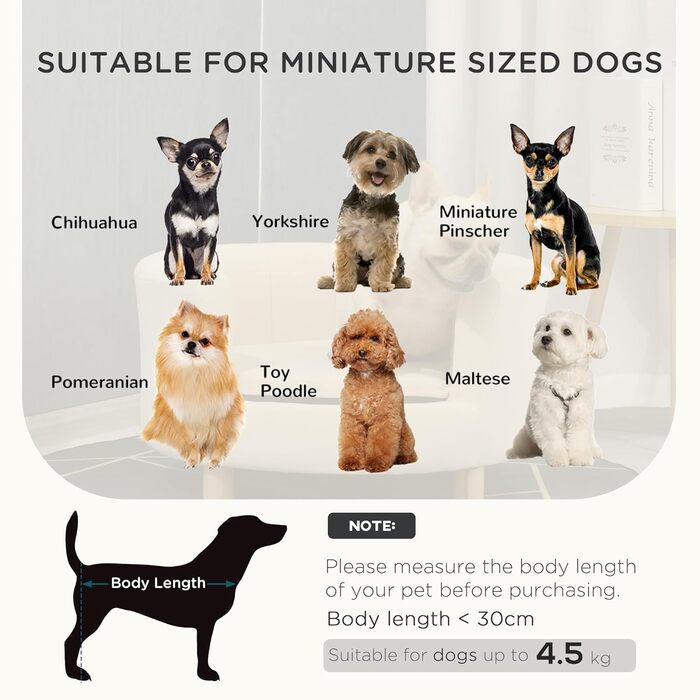 PawHut Софа для собак з підголівником та знімним подушкою, для дому, 65x64x37 см, кремовий колір