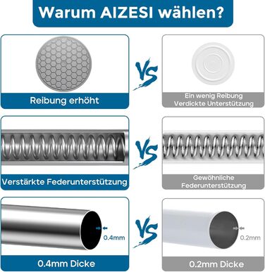 Штанга для штор без свердління AIZESI, 70-120 см, телескопічна, діаметр 22 мм, срібна