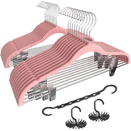 Валiзочка для одягу VECELO Premium з металевими зажимами, неслизька та економна, з 1 магічною валізочкою та 2 тримачами для краваток, ідеальна для жінок та чоловіків, 20 шт., рожевий
