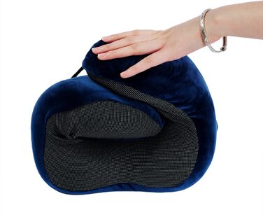 Подушка для шиї з піною Memory Foam, 360-градусна підтримка голови, комфортна та легка, ідеальна для подорожей (літак, авто, поїзд, автобус) та дому, з чохлом (Блакитна)