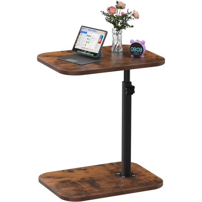 Стіл для ноутбука в ліжко, комп'ютерний стіл, Lapdesk, складний Betttisch, регульований кут 360°, знімний, портативний, для книг (40 x 30 x 80 см, C-подібний, горіла дерев'яна поверхня)