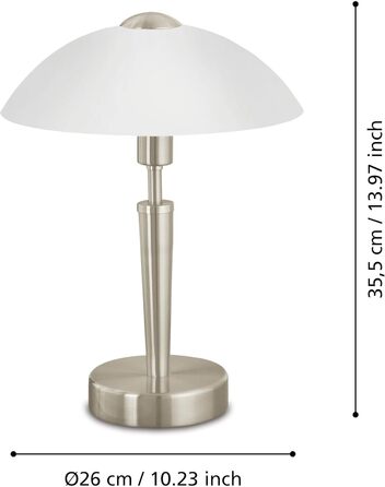 Настільна лампа EGLO Solo 1 з регулюванням яскравості, сталь, скло сатинове біле, патрон E14