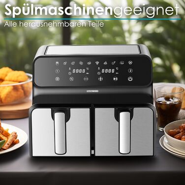 Багатофункціональна фритюрниця без олії | Air Fryer з 2 камерами | Міні-печі Air Fryer 4-в-1 | Фритюрниця, дегідратор, гриль, духовка