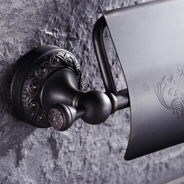 Тримач туалетного паперу вінтажний з латуні з кришкою, настінний, для ванної кімнати, бронзовий (олійна обробка)