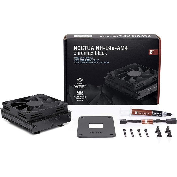 Noctua NH-L9a-AM4 chromax.black - низькопрофільний кулер для CPU AMD Ryzen, чорний