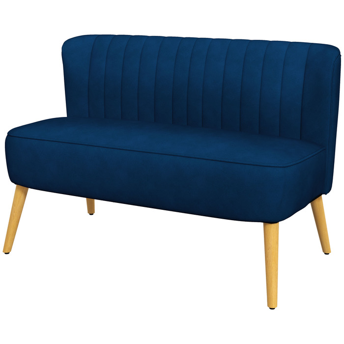 HOMCOM Two-Seater Kitchen Sofa, Armless Sofa, Easy-Care Sofa, Dark Blue