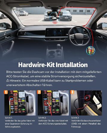 Автомобільний відеореєстратор 4K 360° з 4-канальною камерою та цілодобовим режимом паркування, N500, матово-чорний