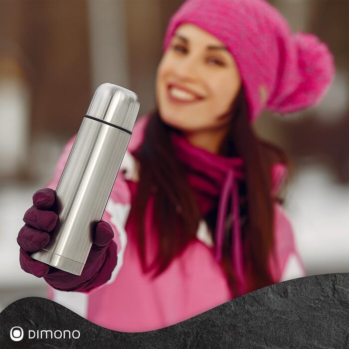 Термос із нержавіючої сталі з чашкою та щіткою; термос-каністра з подвійними стінками, ізольована, не протікає, придатна для миття в посудомийній машині, BPA-free + щітка для чищення; зберігає напої гарячими та холодними (сріблястий - 500 мл)