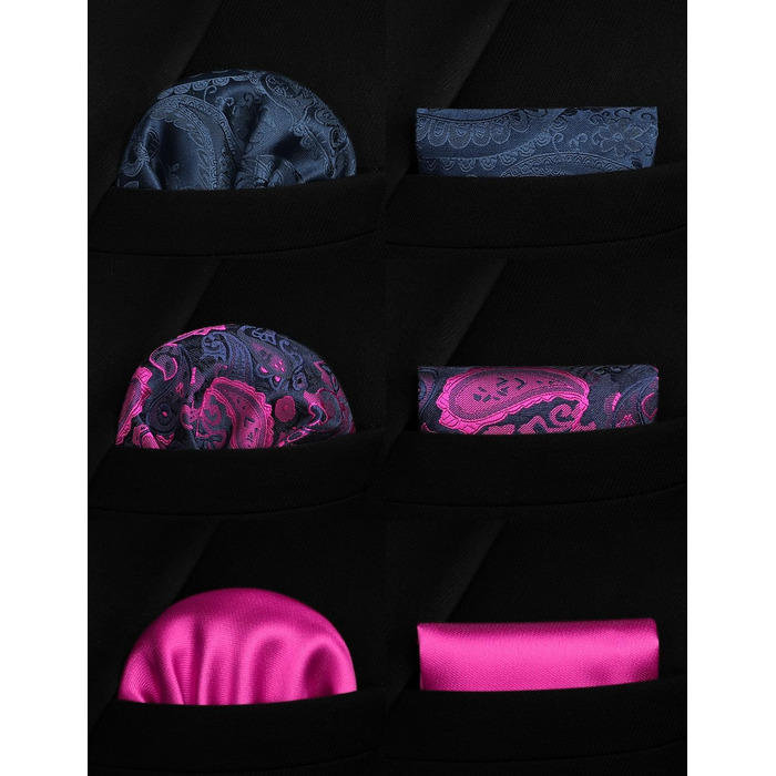 HISDERN Комплект краваток для чоловіків (3 шт.) Класичні, елегантні краватки та нагрудний хустинка з шовку. Ідеально для весіль та свят. Універсальний розмір.