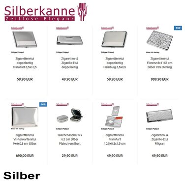 Сріблястий двосторонній портсигар Silberkanne Hamburg 6,5x9,5 см, преміум якість, посріблений метал
