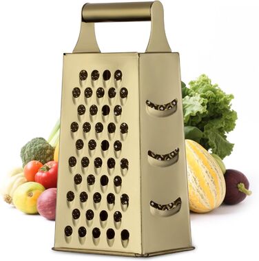 Терка кухонна YDware з нержавіючої сталі, квадратна, 23.7 см, для овочів, 1 шт. (Champagne Gold)