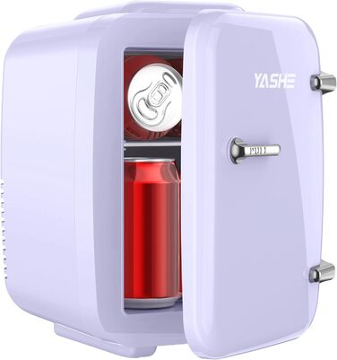 Міні-холодильник YASHE 4L: для косметики, напоїв, 220V/12V, охолодження та підігрів, білий/фіолетовий