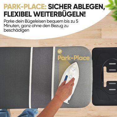 Прасувальна дошка Avieto XXL 124x43 см для парогенератора та праски | 5-шарове покриття, відбиття тепла, GlideCharge & Park Place