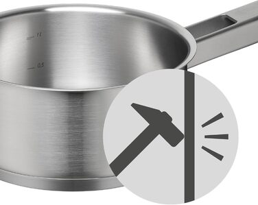 Каструля WMF Ultimate Cool 16 см без кришки, 1,4 л, Cromargan® нержавіюча сталь, без покриття, для індукційних плит, з внутрішньою міткою об'єму, придатна для миття в посудомийній машині