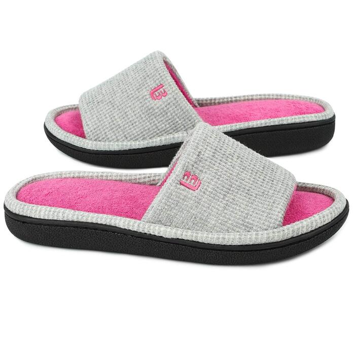 Тапочки жіночі літні LongBay для дому, вафельна тканина, відкриті пальці, Slip-On, Memory Foam, плоскі