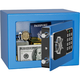 KABISAFE Сейф цифровий 6,8 л, маленький сейф для дому, електронна касета безпеки, настінний сейф для домашнього офісу з 2 ключами, міні-сейф 23 x 17 x 17 см, блакитний