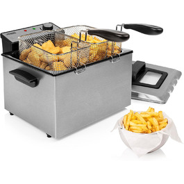 Princess Fritteuse – 3270 Watt, 5 Liter, Thermostat, 3 Fry Baskets, Cold Zone, 6-7 People, 185000, Grey