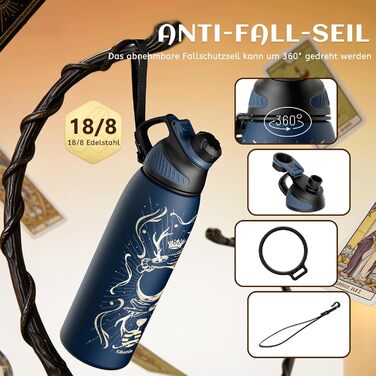Фляга спортивна Fjbottle 1000 мл з нержавіючої сталі з магнітною кришкою, BPA-free, термоізольована для школи, фітнесу