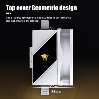 Кулер для процесора Jungle Leopard KF420E з дисплеєм температури, 4 теплові трубки, 155 мм висота, 120*120*25 мм вентилятор 1800RPM ARGB PWM, для LGA 115X/1200/1700/1366/2011/1851, AM4/AM5 (Чорний) (K200-WH)