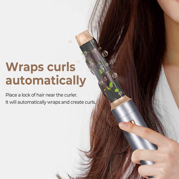 UKLISS Airstyler Pro 7-в-1: професійний фен-щітка з іонізацією, 1400 Вт, для укладання, створення локонів та випрямлення волосся (сірий)