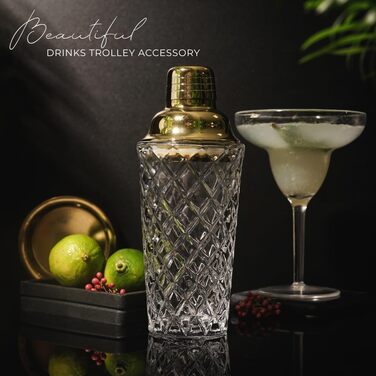 Набір шейкерів для коктейлів Gold - 5 шт., 450 мл, з ситом, мірний стаканчик та ложка для змішування, подарункова коробка