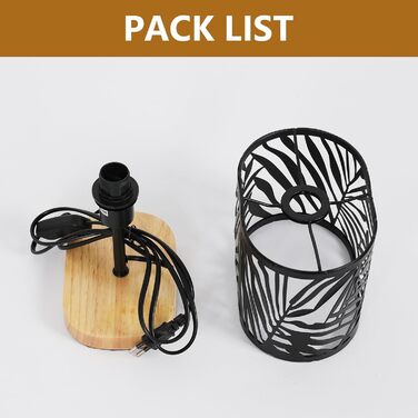 Настільна лампа дерев'яна вінтажна E14, чорна з дерев'яним цоколем та металевим абажуром, для дитячої кімнати, вітальні, спальні, бару