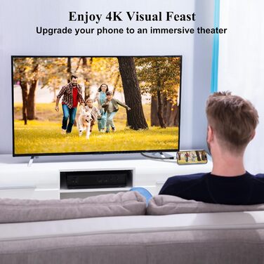 Кабель USB-C на HDMI 3 м, 4K UHD, з кутом 90/270°, сумісний з iPhone 15/16/17, MacBook, iPad Pro/Air