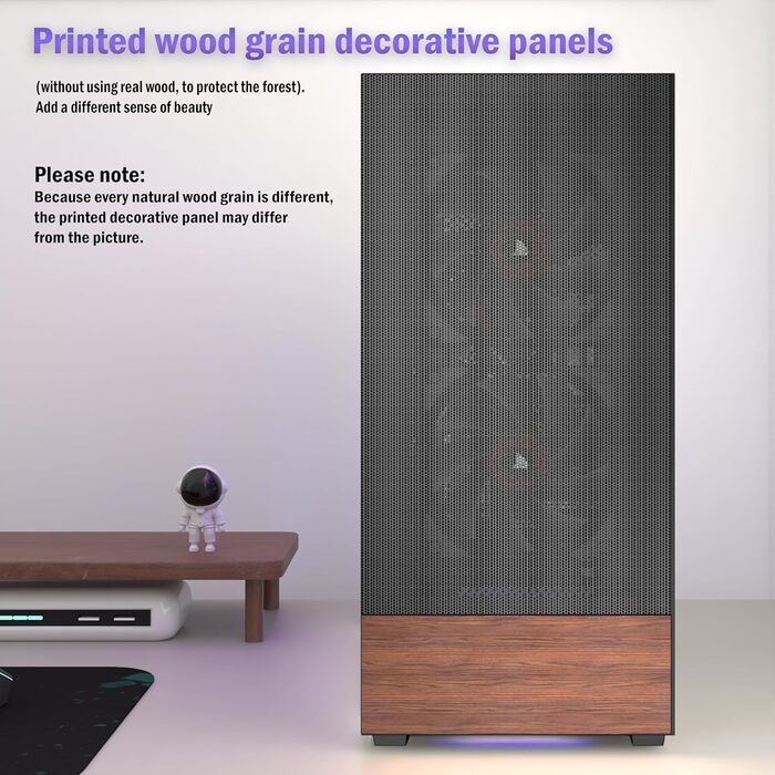 Корпус ПК KEDIERS ATX Tower для ігрового комп'ютера з загартованим склом (чорний, 3 вентилятори без LED)