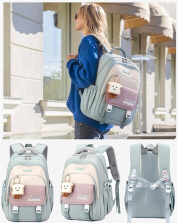 Дитячий рюкзак для дівчаток 2-10 класів, 32L | Легкий, з дихаючою спинкою та м'якими лямками | Рюкзак для підлітка 8+ років (Небесно-блакитний)