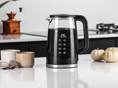 Електричний чайник Emavo з регулюванням температури, 2200 Вт, 1,7 л, чорний