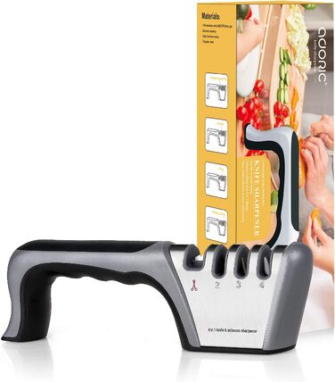 Точилка для ножів Adoric з 3/4 ступенів, вольфрамовий сталь, діамант, кераміка | Точилка для ножів