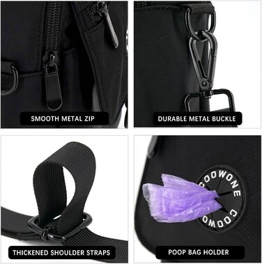 Сумка для собак COOWONE Leckerli-Tasche, чорна, водонепроникна, з тримачем для відходів, регульований плечовий ремінь, для дресирування, прогулянок