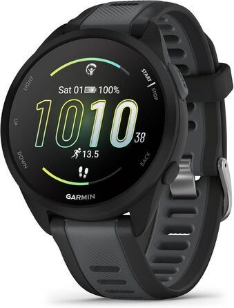Garmin Forerunner 165 43mm - Розумний годинник для бігу, AMOLED, 11 днів роботи, 25+ спортивних функцій, рекомендації тренувань, здоров'я, чорний
