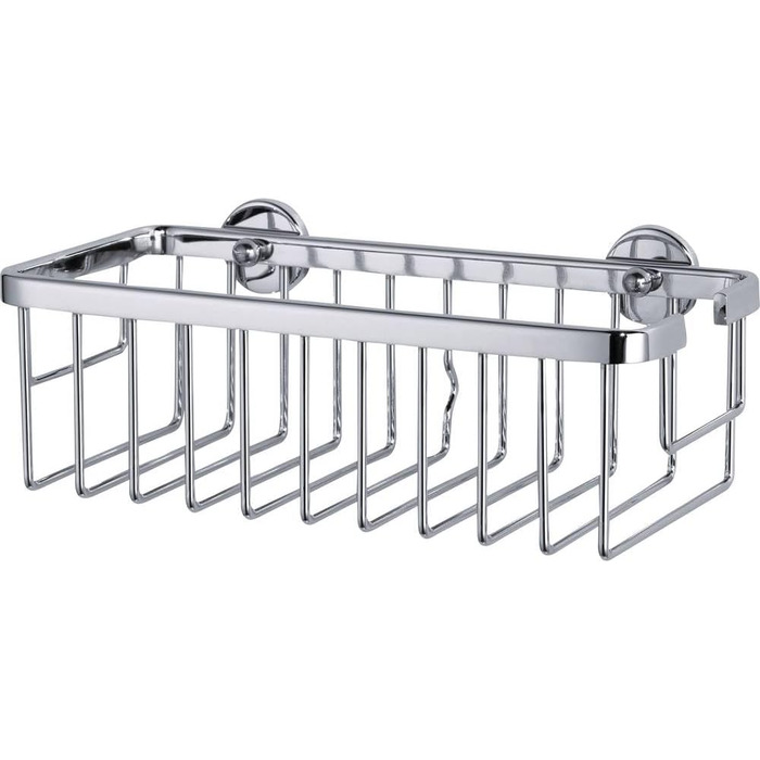 tesa ALUXX Shower Basket, Aluminum, Chrome-plated, guaranteed rust-free, including adhesive solution, deep base, 125 mm x 250 mm x 92 mm